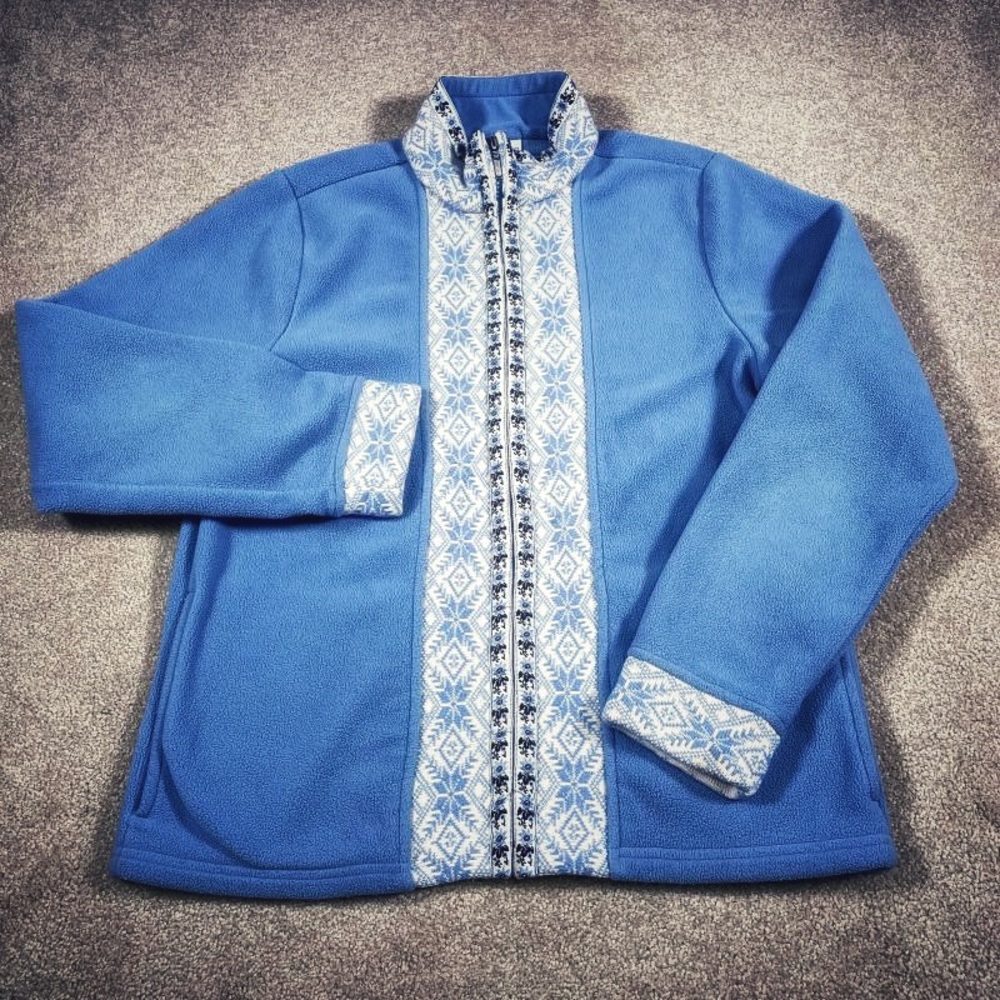 L.L. Bean Blue Jacket with White Pattern